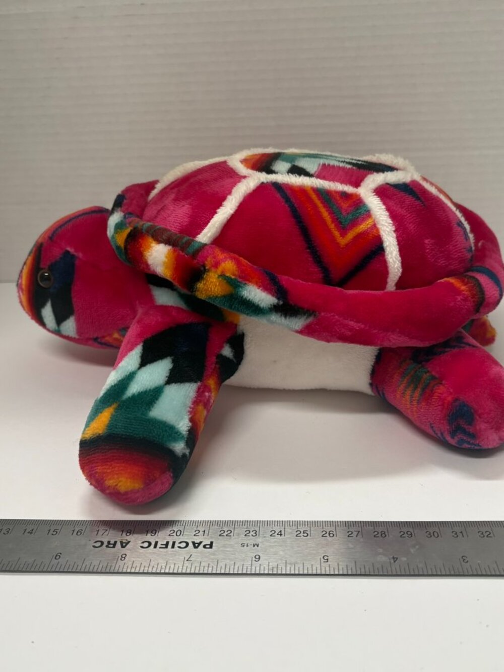 Southwestern Geometric Plush Turtle Stuffed Animal Fuschia Tribal Pattern 12" - Picture 4 of 6